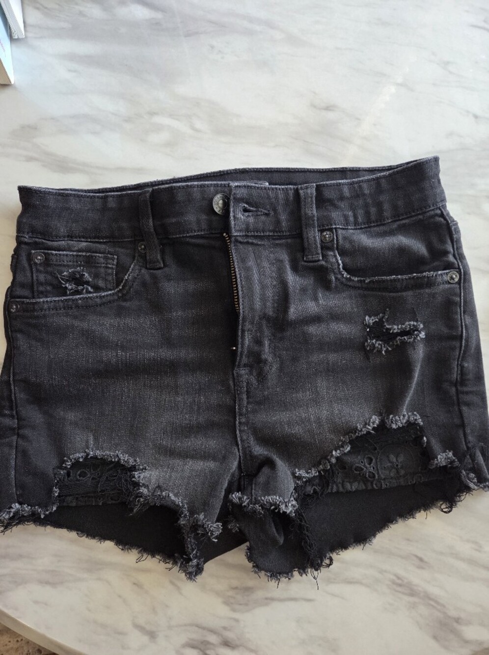 Set Of 2 $ 15☀️American Eagle Women's Black Distressed Denim Shorts